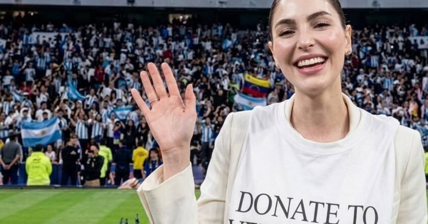 Stephany Abasali impulsa campaña benéfica internacional durante la final del Mundial