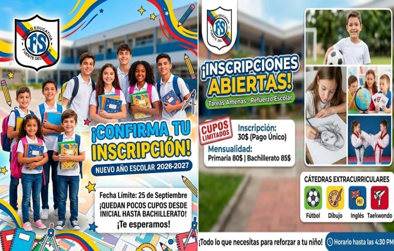 Se abrieron las inscripciones 26-27 en la “U.E. Fuente del Saber“